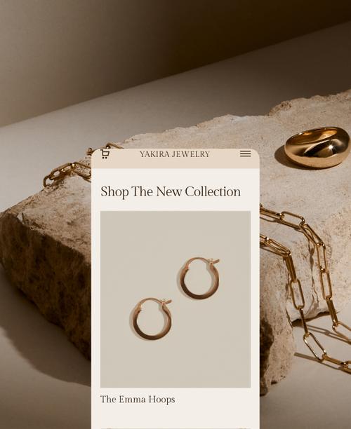 Template de loja on-line para sites Squarespace de joias personalizadas.