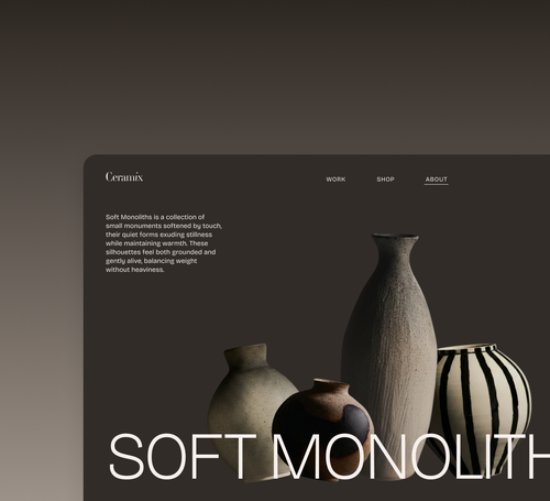 Embalagem de texto giratória, personalizada com as ferramentas criativas do Squarespace para o design de movimentos.