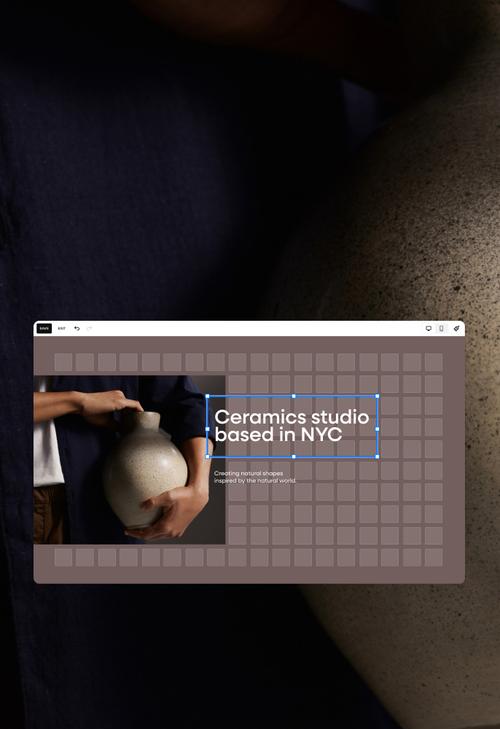 A edição com recurso de arrastar e soltar permite a personalização completa do template de loja on-line no Squarespace.